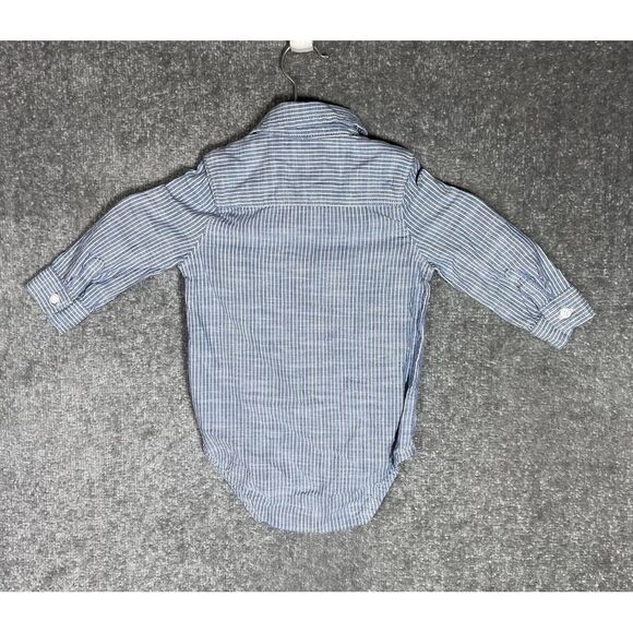 Oshkosh‎ Bgosh Chambray Striped One Piece Boys Size 18M Blue Cotton Long Sleeve - Picture 2 of 6